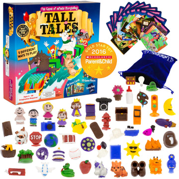 SCS Direct, Tall Tales Board Game & Expansion Combo Pack (93 Piece Set) - Educational Story Telling Game w Story Cards & Game Pieces for 5 Ways