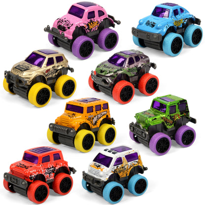 Neureyte 8 Pack Die-cast Mini Monster Truck for Boys and Girls,Pull Back Alloy Trucks Toy,Mini Pull Back Cars,Die-cast Race Cars for Kids Party Favors