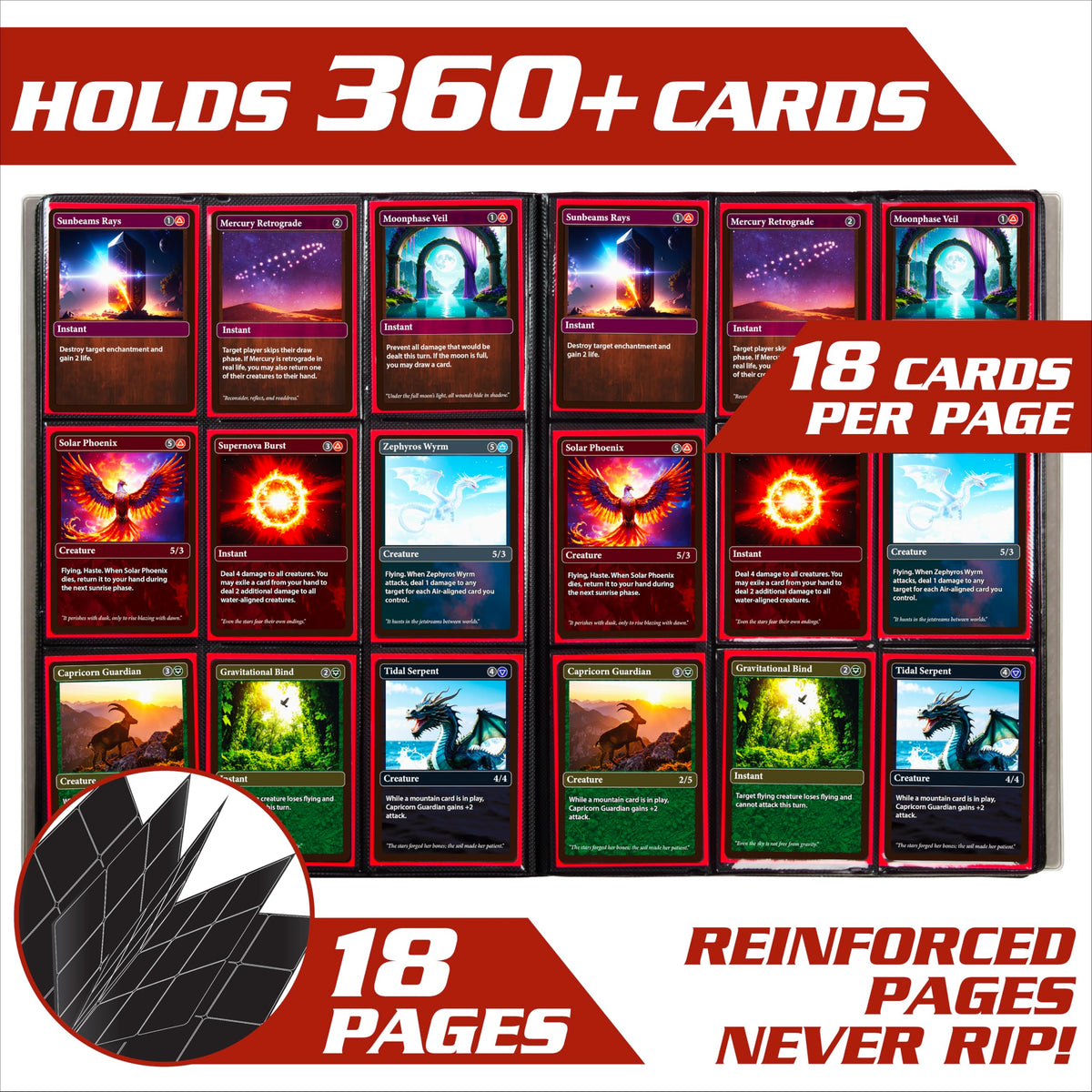 Monster Protectors 9-Pocket Trading Card Album, Matte Sunflower Orange, Holds 360 Cards, Works with YuGiOh, Pokemon, Magic The Gathering, Durable