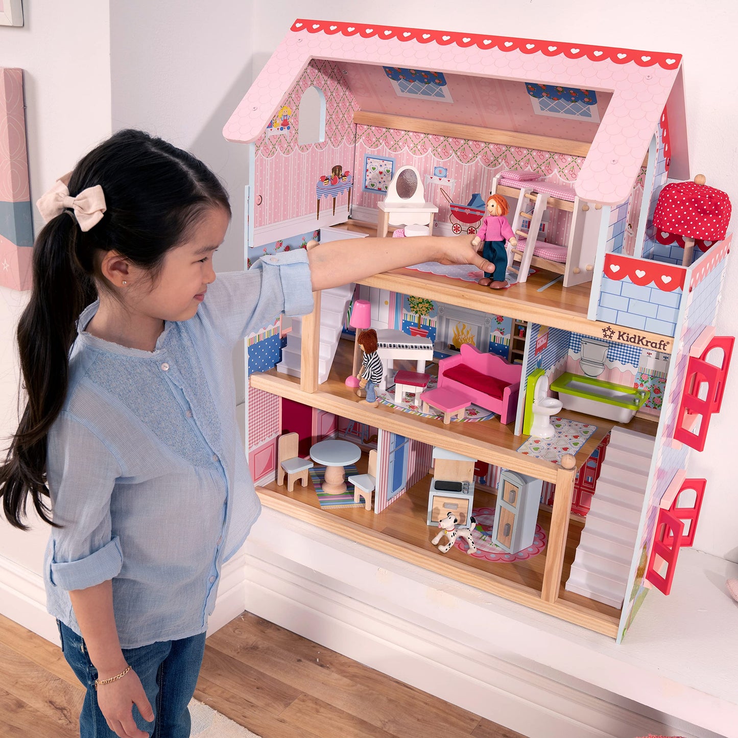 KidKraft Chelsea Doll Cottage Wooden Dollhouse with 16 Accessories