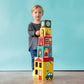 Petit Collage Peek-A-Boo Nesting and Stacking Blocks Playset, Includes 4 Stacking Boxes and 3 Wooden Characters - Easy Storage and Cute Illustrations