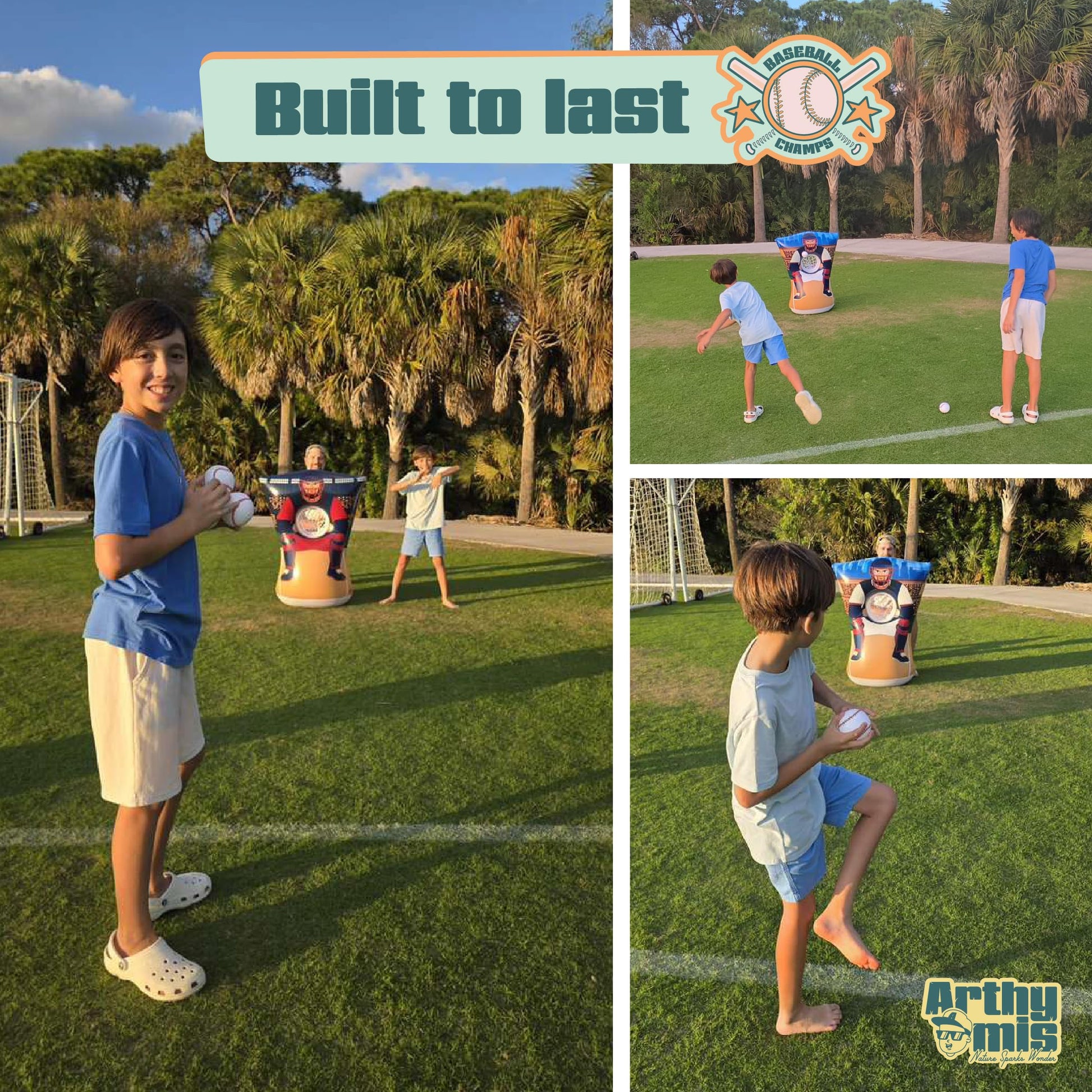 Arthymis Pitching Target for Kids - Double-Sided Baseball Training Equipment for Indoor & Backyard Baseball Practice, Inflatable Strike Zone