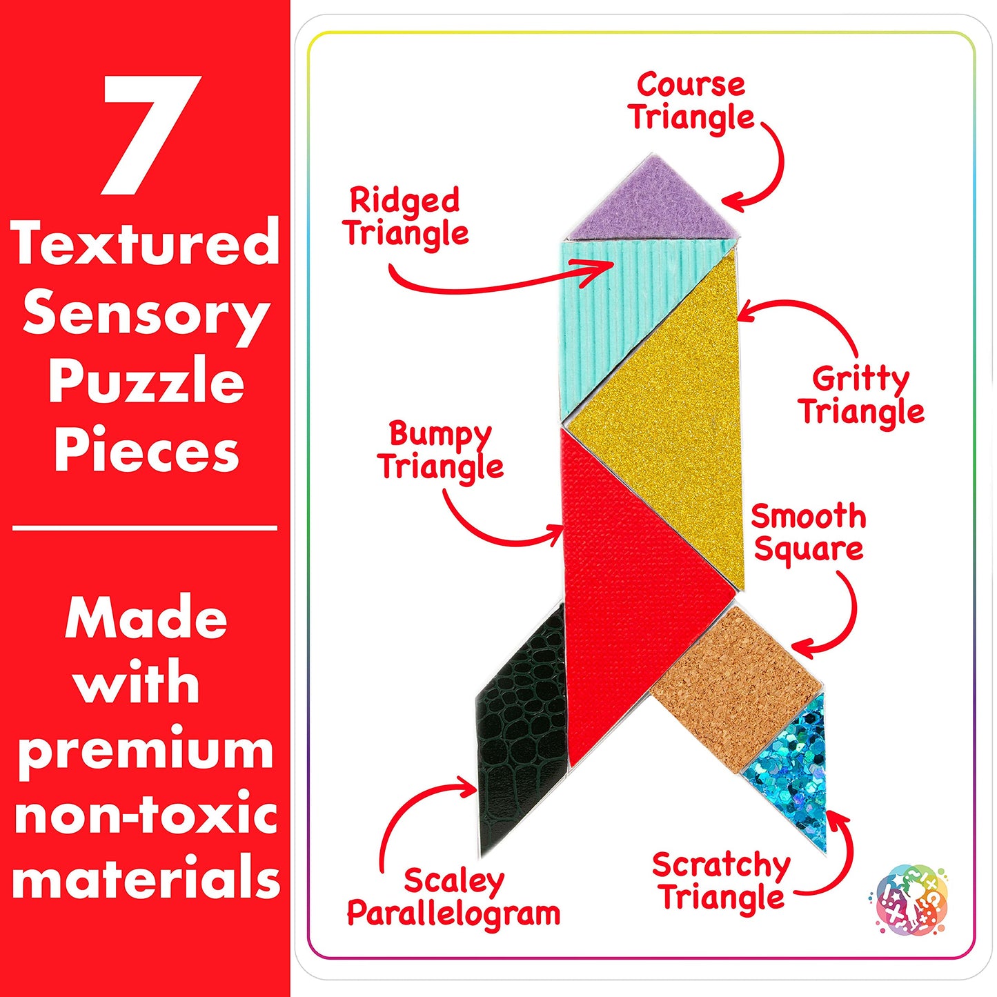 Sense & Grow Kids Unique Textured Tangram Puzzle, Age 6+