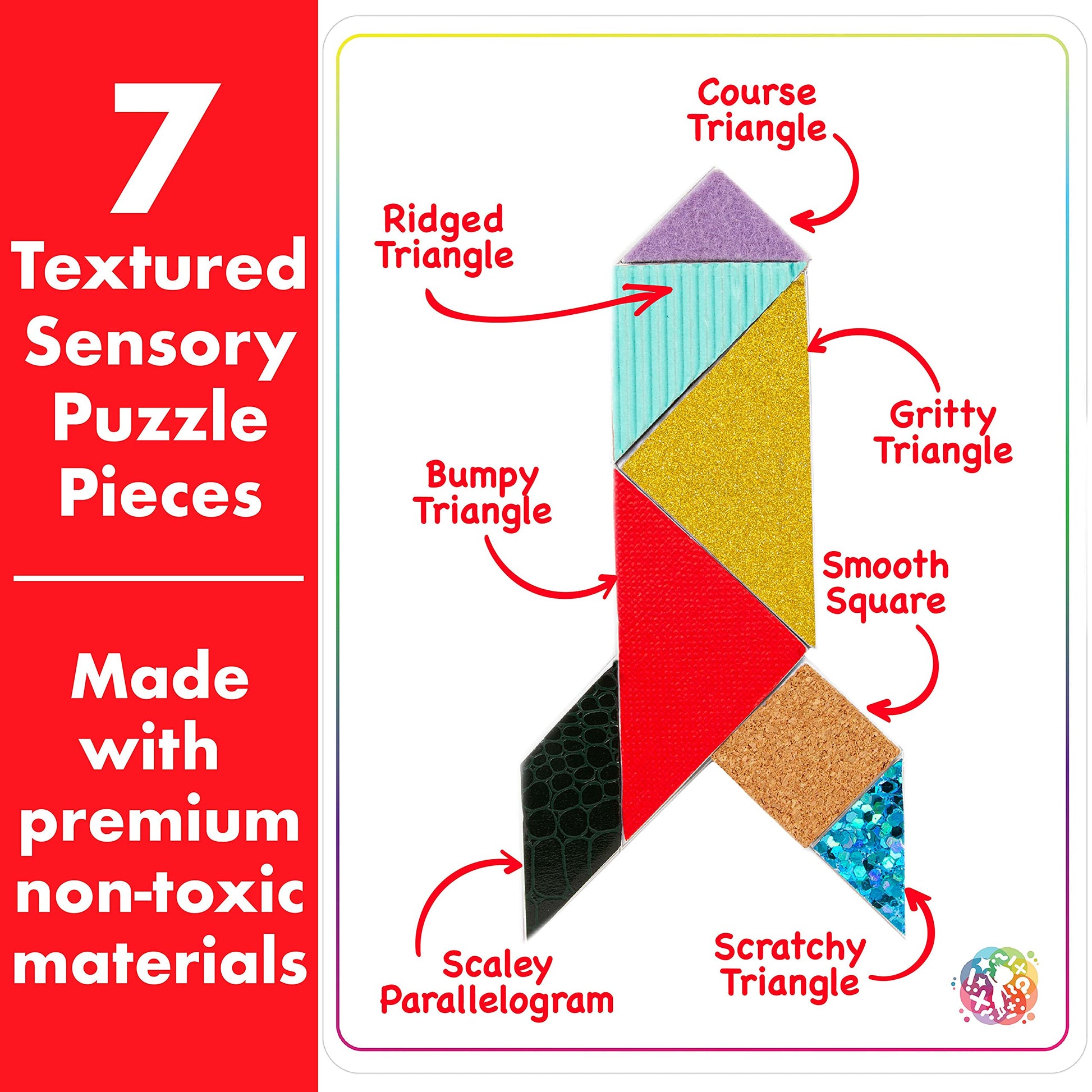 Sense & Grow Kids Unique Textured Tangram Puzzle, Age 6+