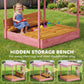 Qaba Wooden Sandbox with Cover Bench Seats Canopy for Kids Ages 3-6 Pink