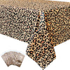 Hegbolke 5Pcs Leopard Table Covers - 54 x 108 Cheetah Print Tablecloth for Jungle Safari Animal Baby Shower Birthday Party Decorations Supplies