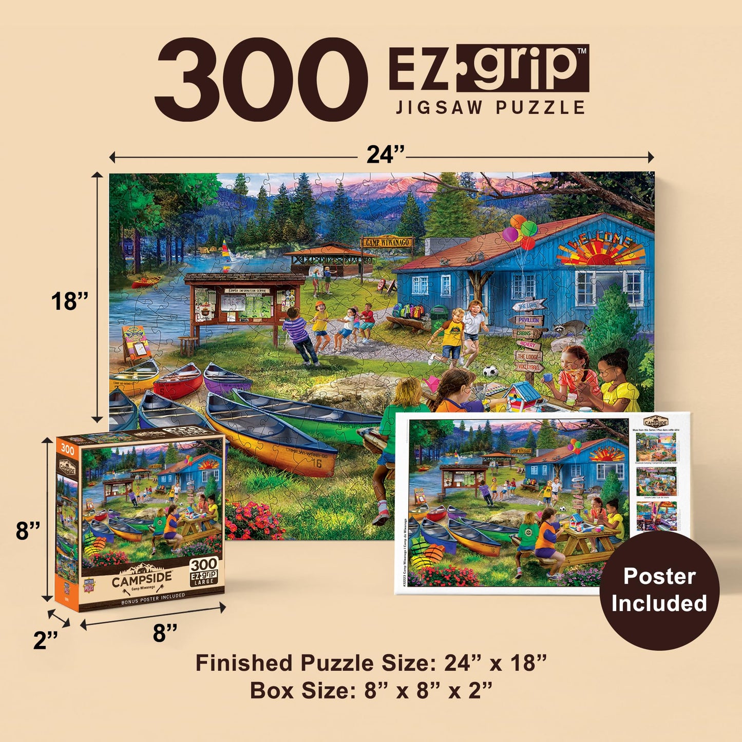 MasterPieces 300 Piece EZ Grip Jigsaw Puzzle - Camp Wiwanago - 18"x24"