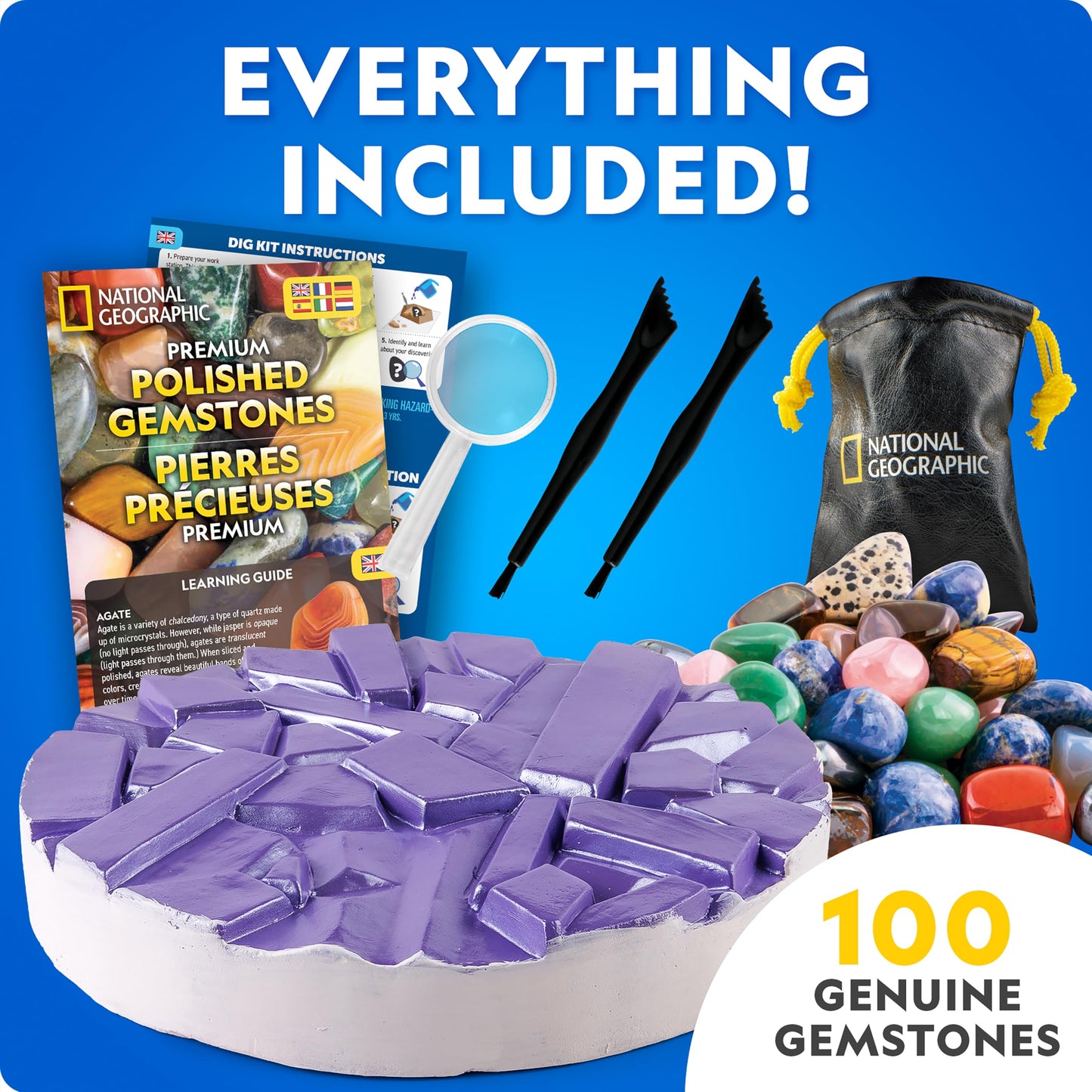 National Geographic Gigantic Gemstone Dig Kit with 100 Real Gems