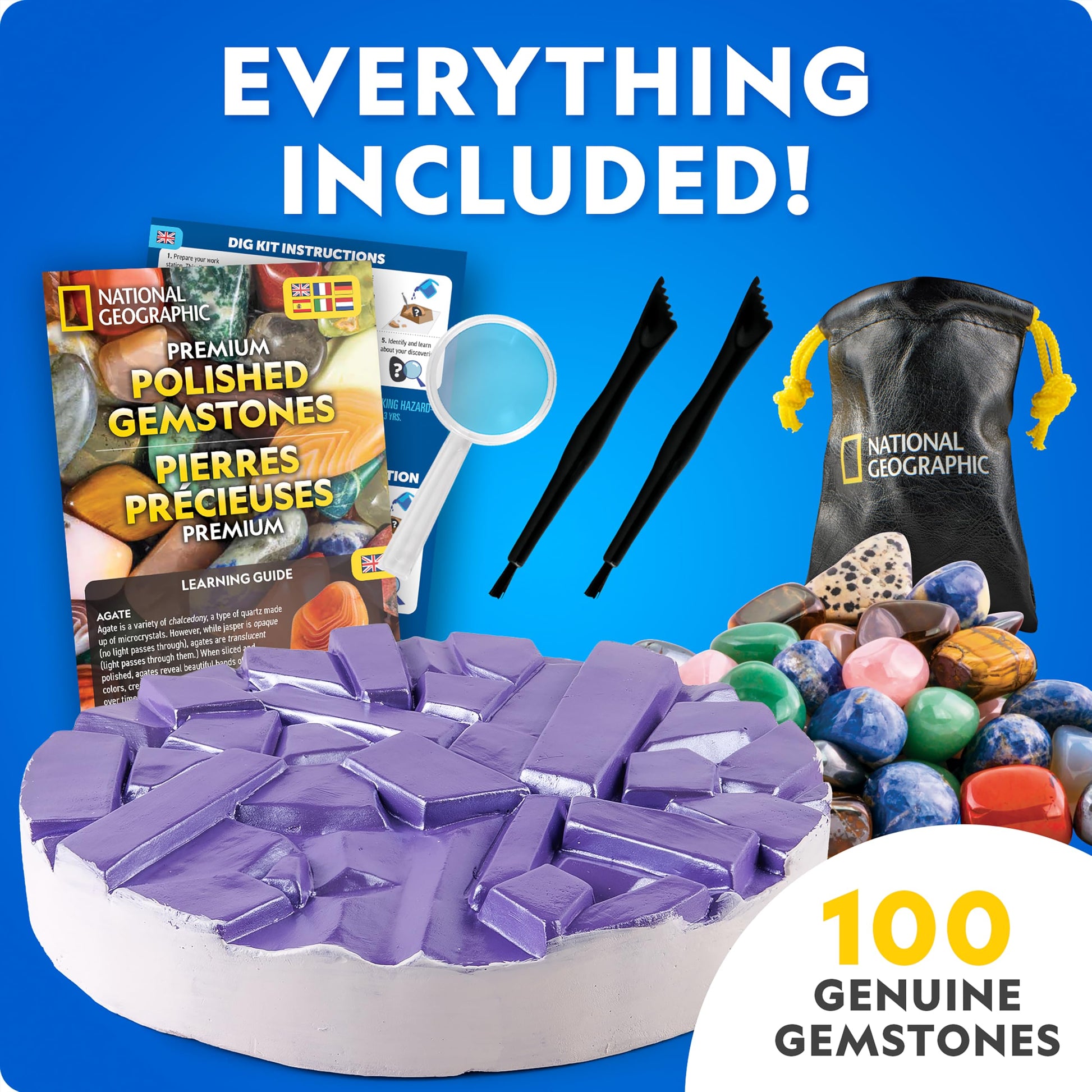 National Geographic Gigantic Gemstone Dig Kit with 100 Real Gems