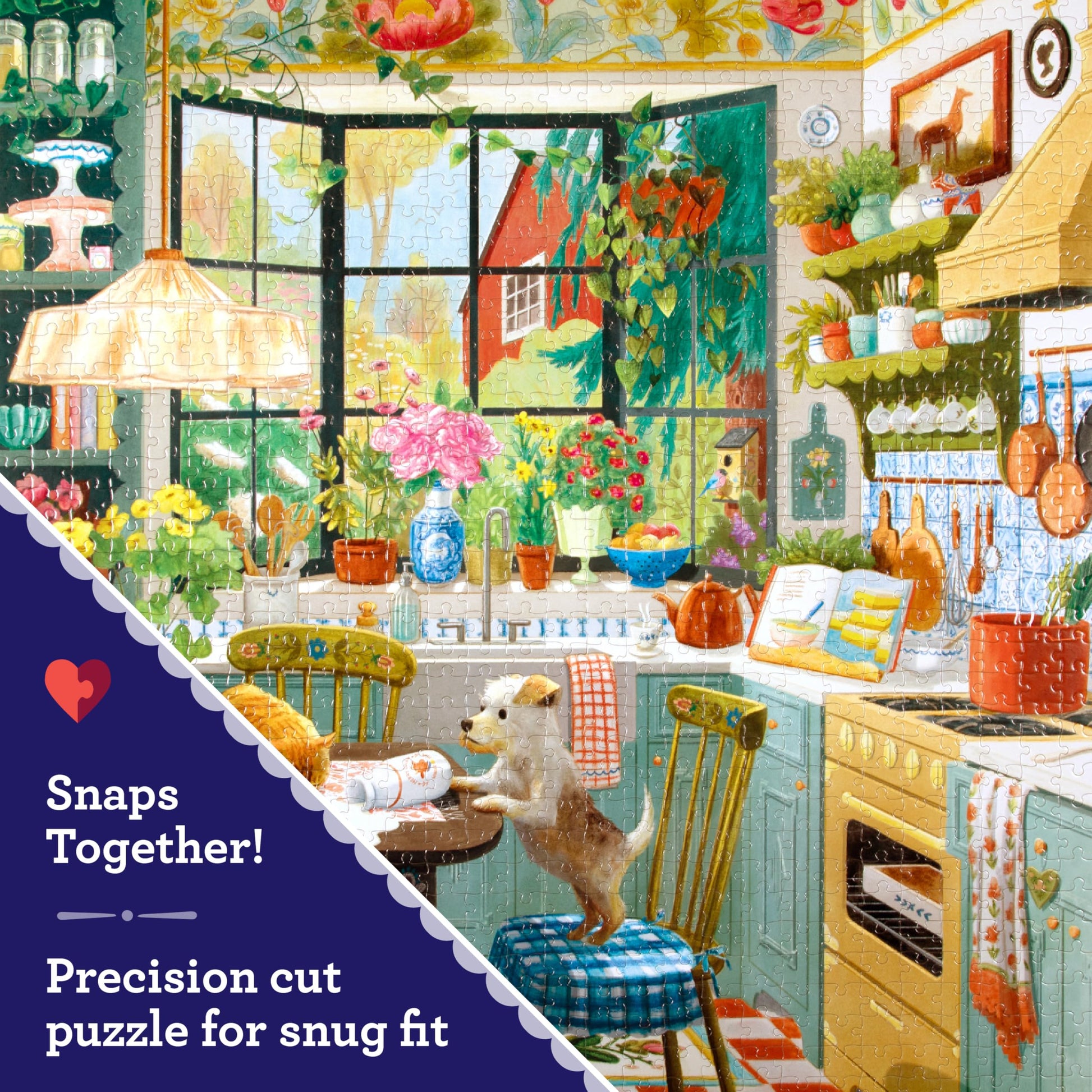 eeBoo Springtime Kitchen 1000 Piece Square Jigsaw Puzzle, 23" x 23"