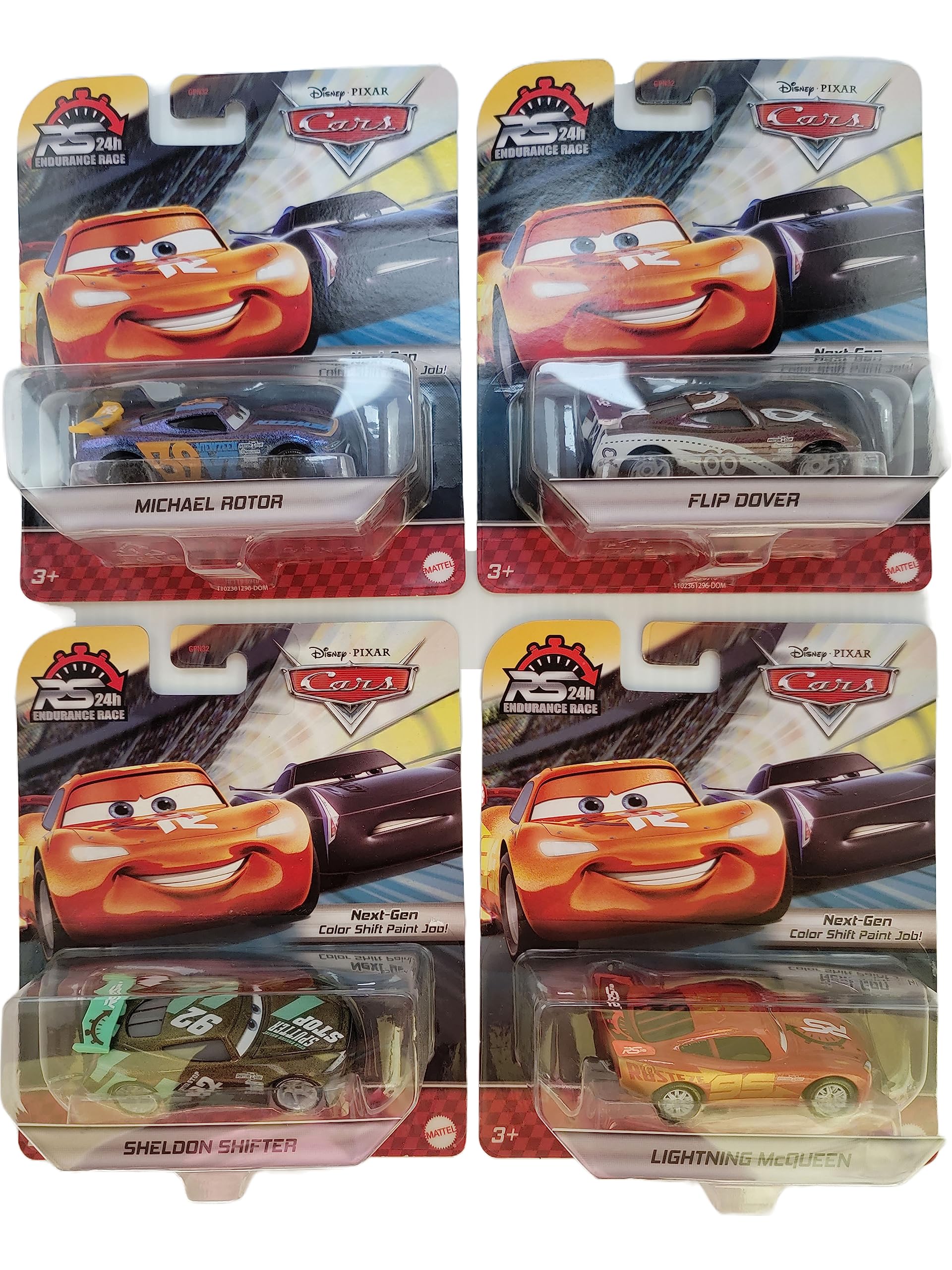 Mattel Disney Pixar Cars RS 24h Hour Endurance Race Complete Set of 4 Diecast Vehicles Bundle from GPN32-999E Release