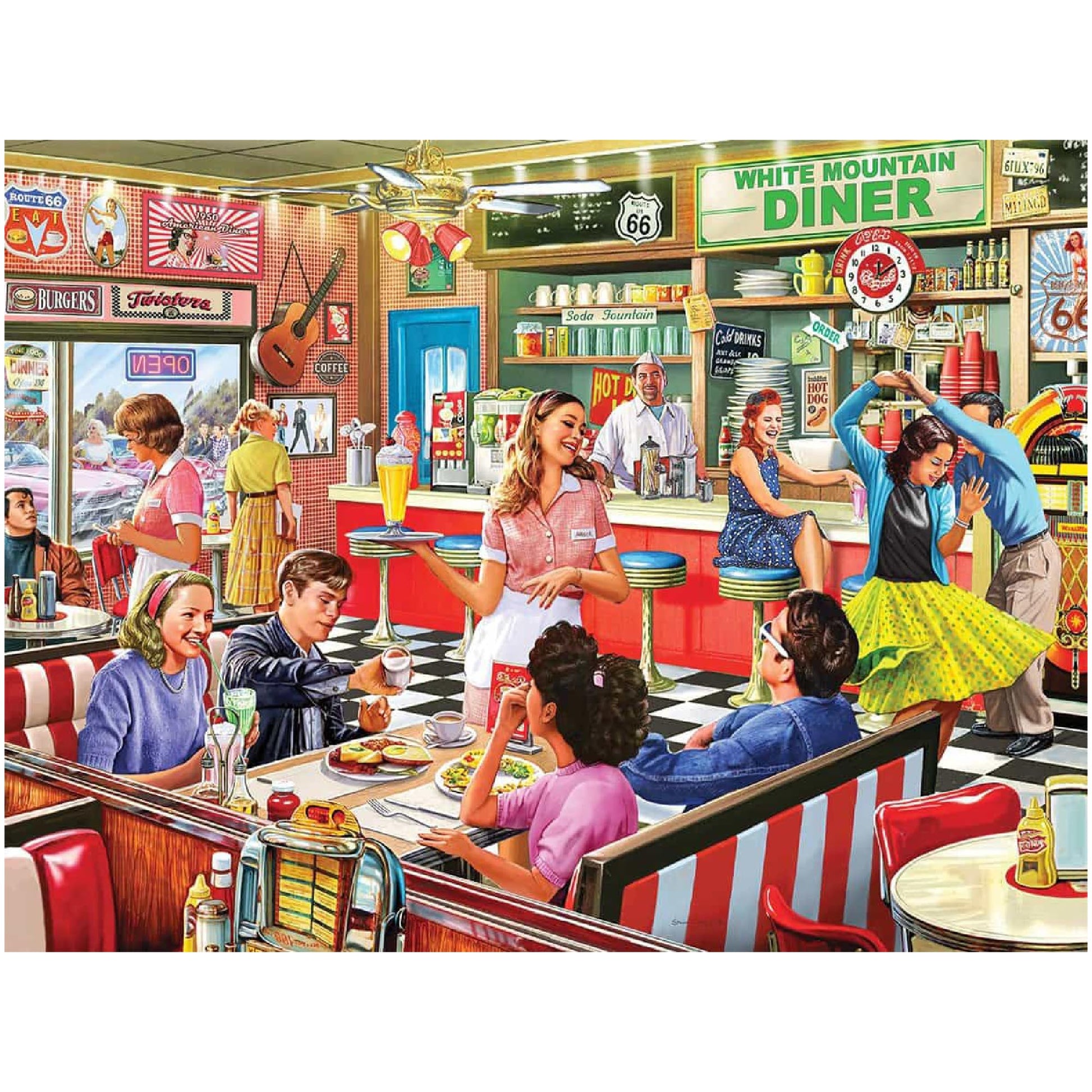 White Mountain 1000 Piece Jigsaw Puzzle 1950s Retro Cafe, American Diner