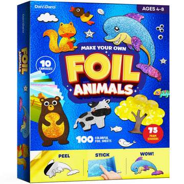 Dan&Darci Foil Art Kit for Kids - Arts and Crafts for Kid Ages 4-8, 4-6, 5-7, 5-8, 6-8 - 5 Year Old Girl Gifts - Fun Kits Projects Activities - Girls