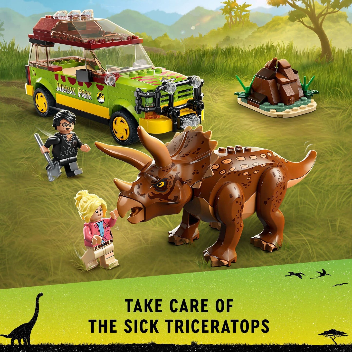 LEGO Jurassic Park Triceratops Research, Jurassic World Toy, Fun Birthday Gift Idea for Kids Ages 8 and Up, Featuring a Buildable Ford Explorer Car