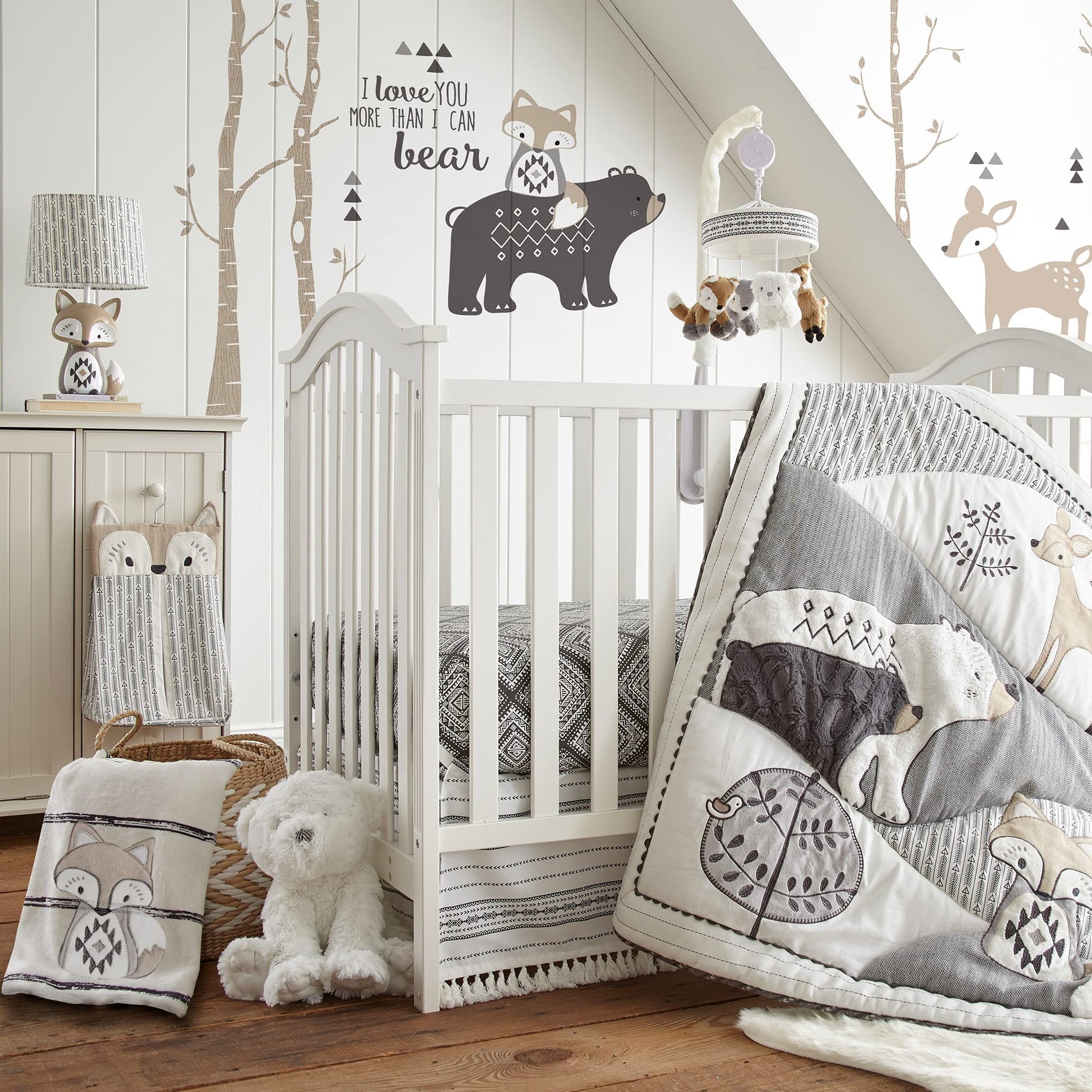 Levtex Baby - Bailey Stuffed Toy - Fox - Grey, White, Brown, Cream - Nursery Accessories - Size: 5 x 20 in.