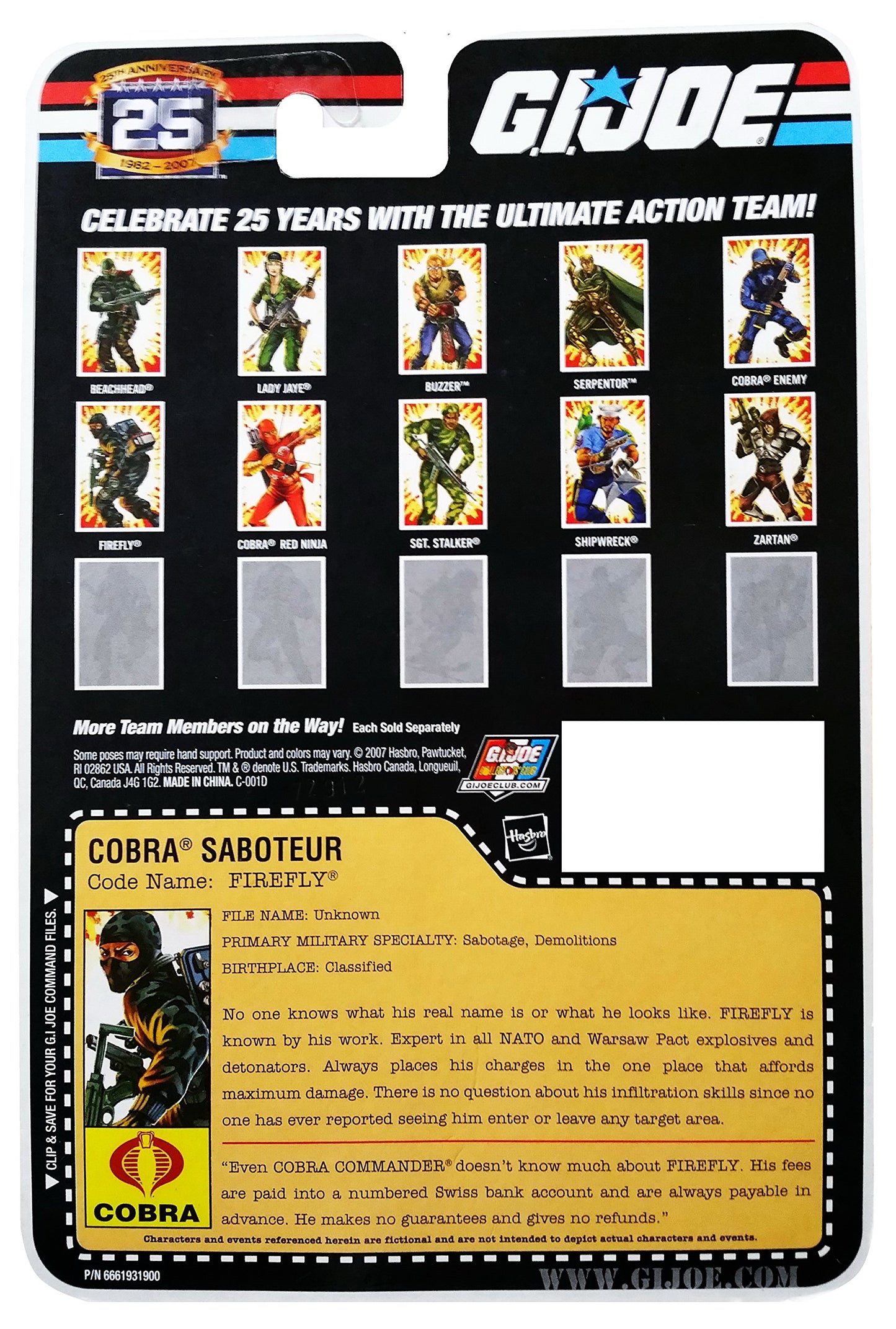 G.I. Joe 25th Anniversary: Firefly (Cobra Saboteur) 3.75 Inch Action Figure