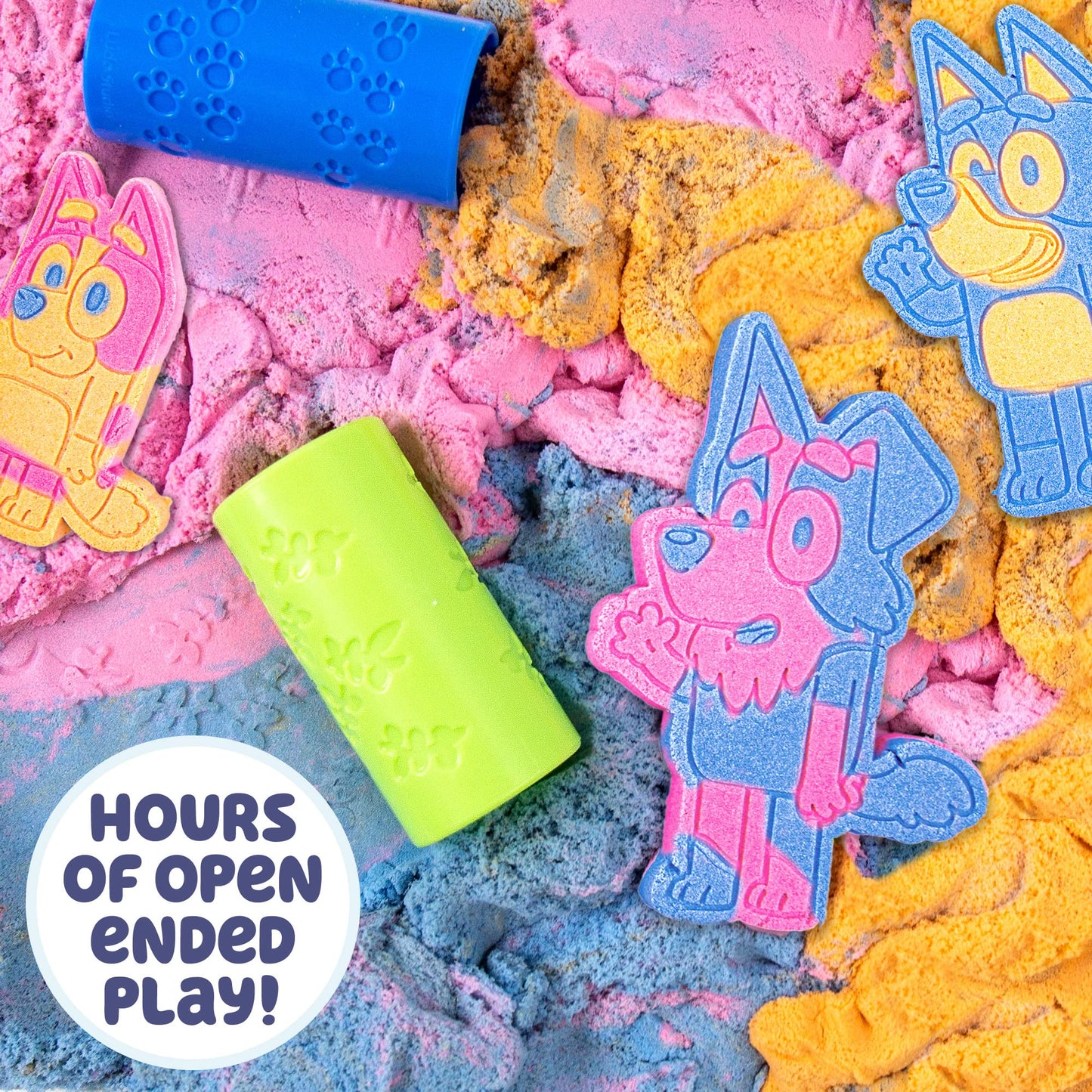 Horizon Group USA Bluey SLIMYGLOOP Slimy Sand Mold & Play Creations, 8-Piece Playset, 3 Scented Colors, Sensory Activity for Kids Ages 3, 4, 5, 6, 7