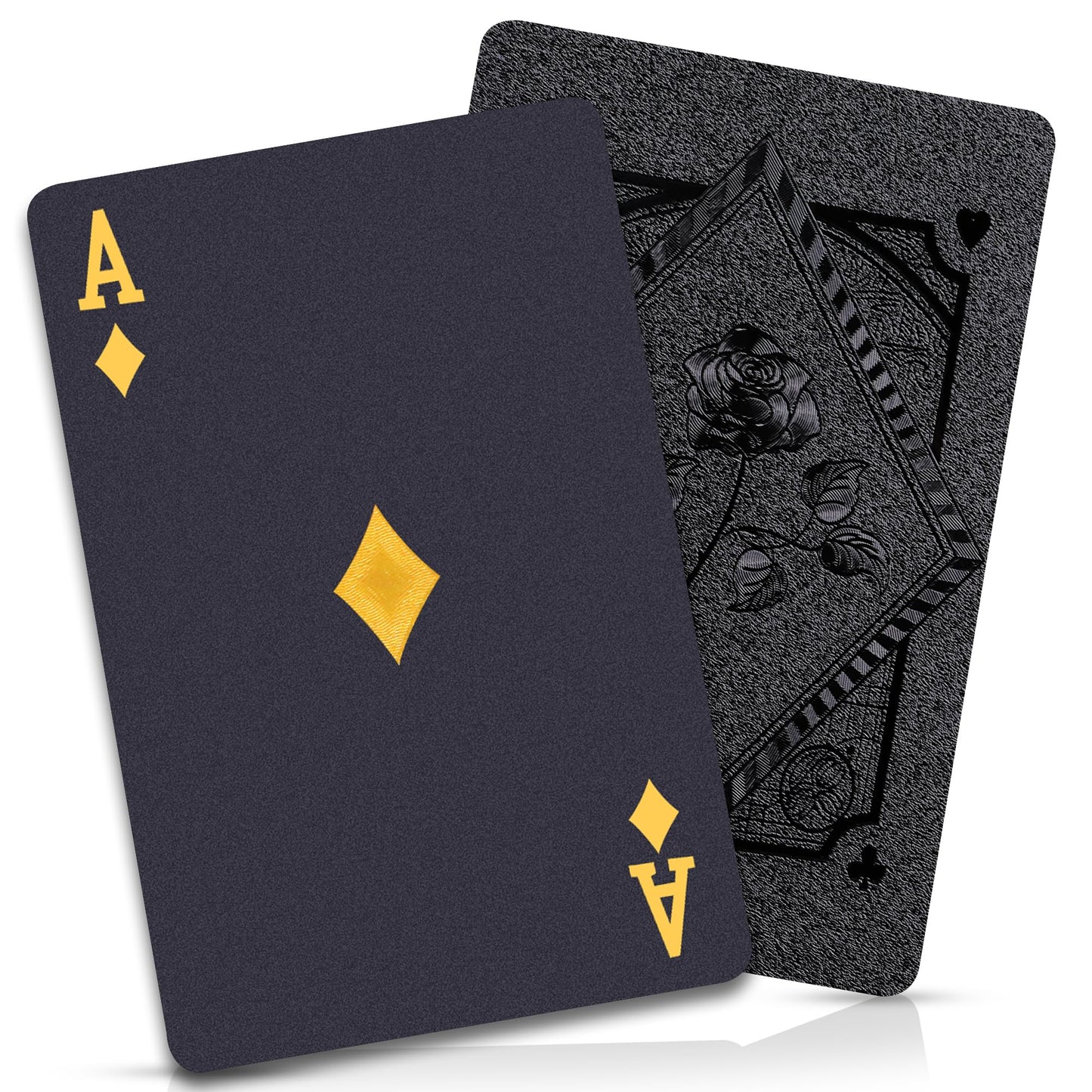 Playing Cards 2 Pack, Waterproof Cards, Plastic Playing Cards, Deck of Card, Cool Black Poker Card Professional Set for Table Magic Pool Camping Party