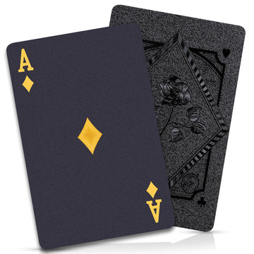 Playing Cards 2 Pack, Waterproof Cards, Plastic Playing Cards, Deck of Card, Cool Black Poker Card Professional Set for Table Magic Pool Camping Party