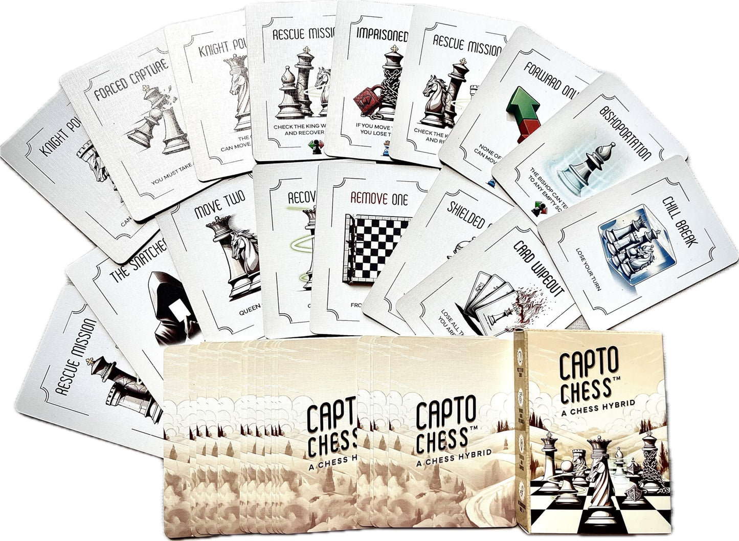 Capto Chess Cards Strategy Deck for Chess Sets | Fun Chess Variant Game & Gift for Chess Players