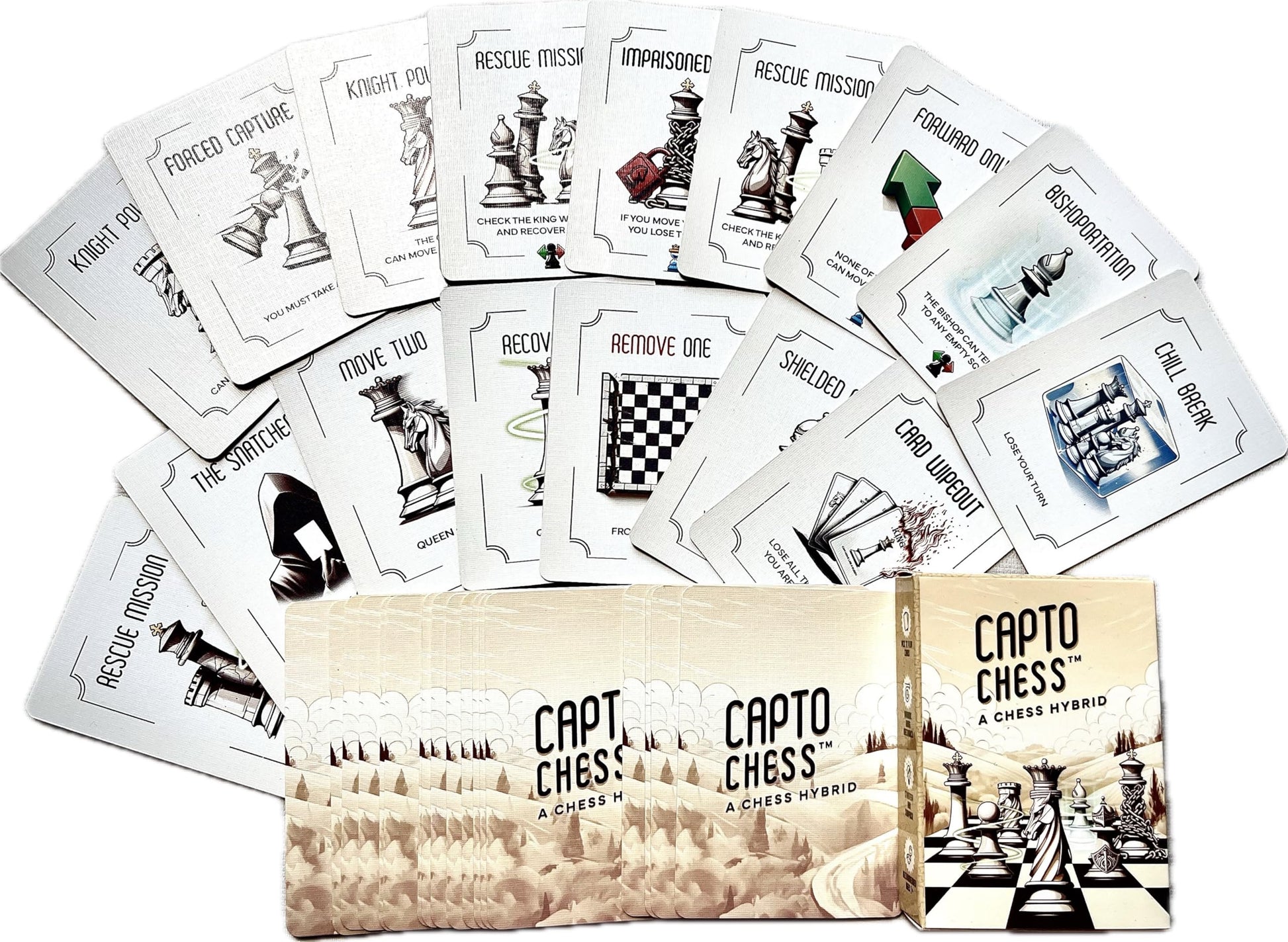 Capto Chess Cards Strategy Deck for Chess Sets | Fun Chess Variant Game & Gift for Chess Players