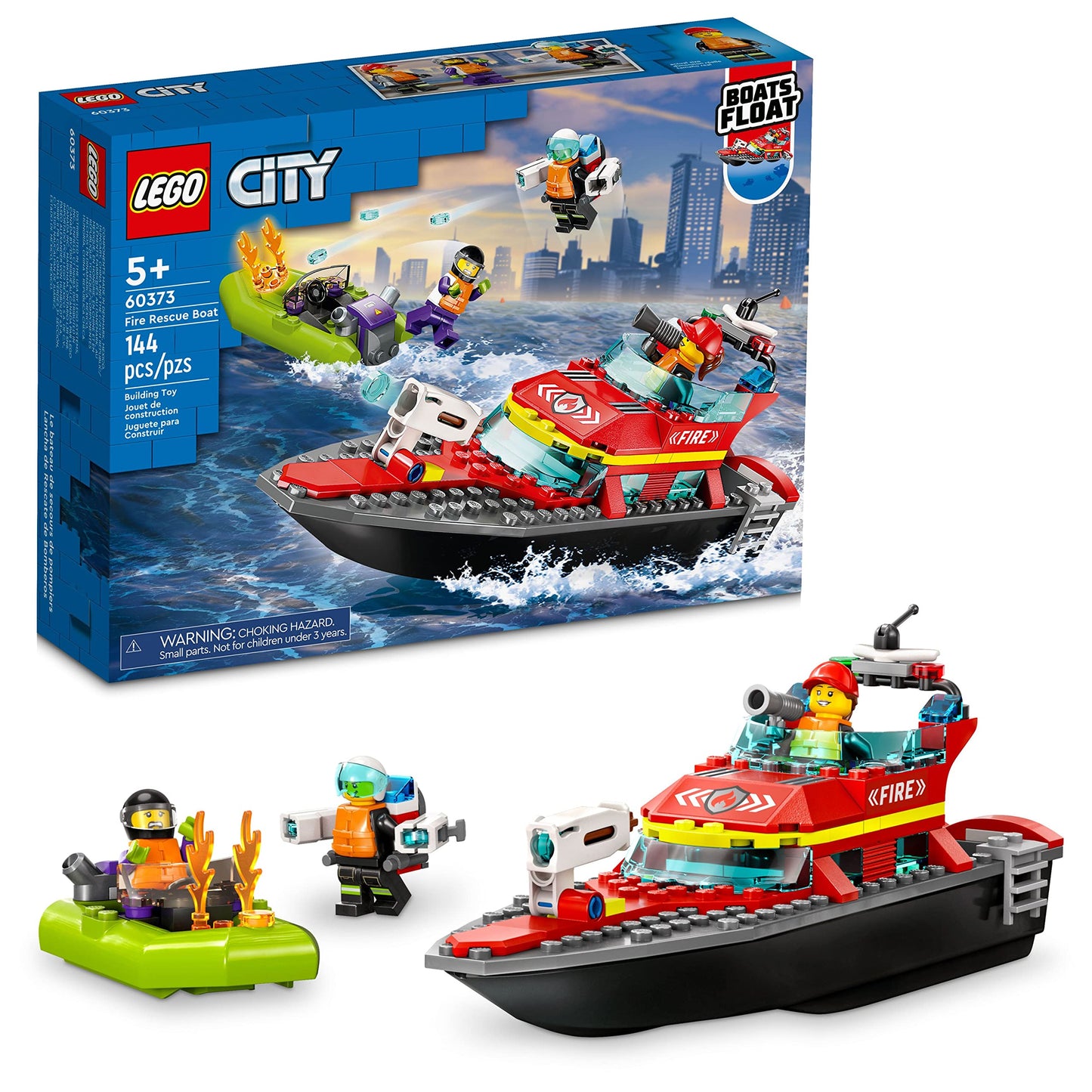 LEGO City Fire Rescue Boat Building Set - Floatable Boat Toy for Boys & Girls, Ages 5+ - Kids Pretend Play Toy for Preschool - Gift for Birthdays