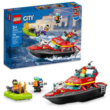 LEGO City Fire Rescue Boat Building Set - Floatable Boat Toy for Boys & Girls, Ages 5+ - Kids Pretend Play Toy for Preschool - Gift for Birthdays
