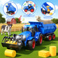 Funwee RC Tractor Toy Set with Light & Sound, Kids Farm Car Animal Trailer Wheels Remote Truck, Outdoor Vehicle Toys for 3-7+ Years Old Toddler Boy