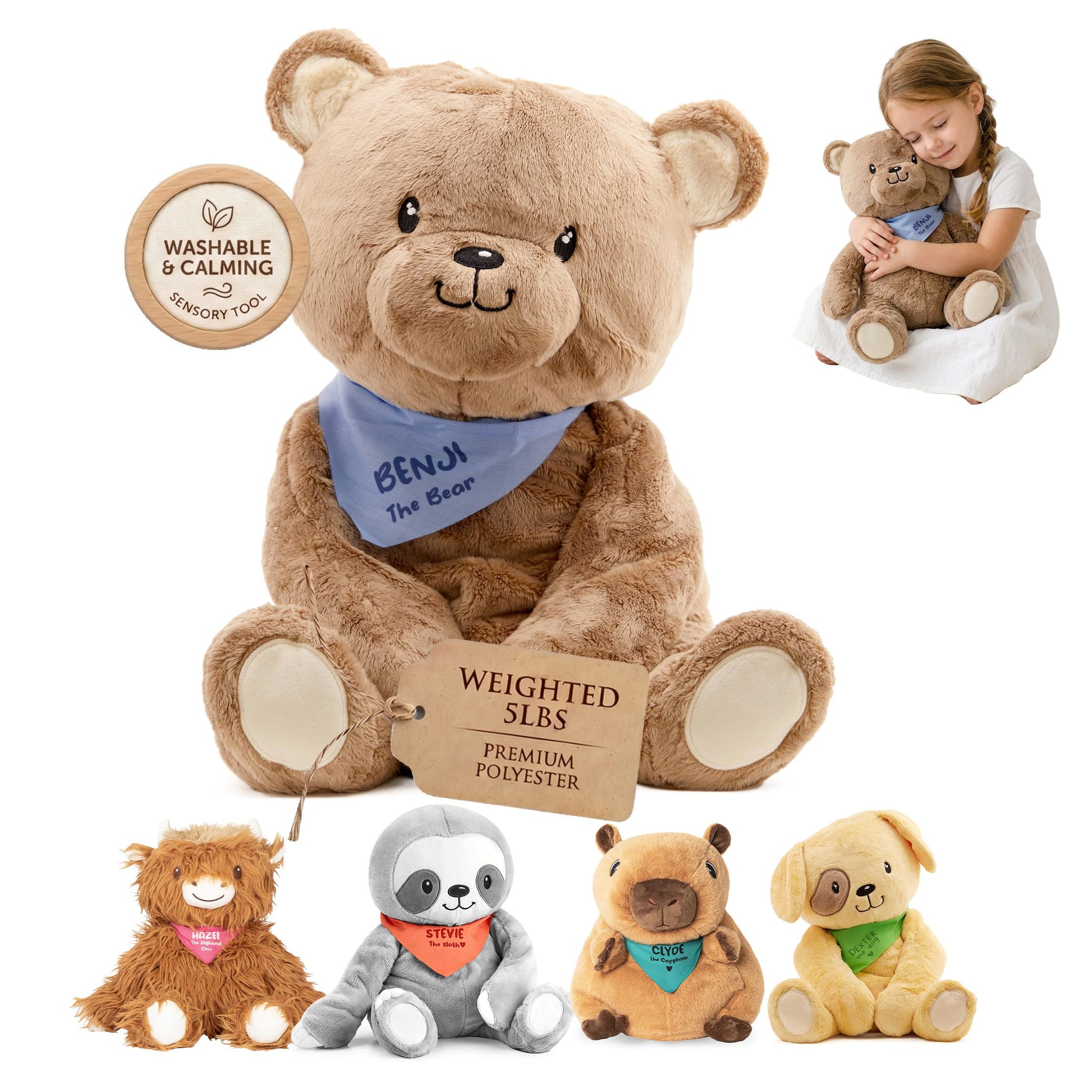 Lilly's Love Weighted Stuffed Animals for Adults & Kids - 5lb Calming Bear Plush for Anxiety, ADHD & Sensory | Machine Washable Weighted Stuffed
