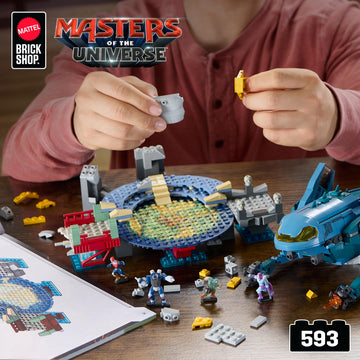 Mattel Brick Shop Masters of the Universe Building Set, Attack of the Collector with 594 Pieces and 12 Figures, Adult Collectors and Ages 13+ (Amazon