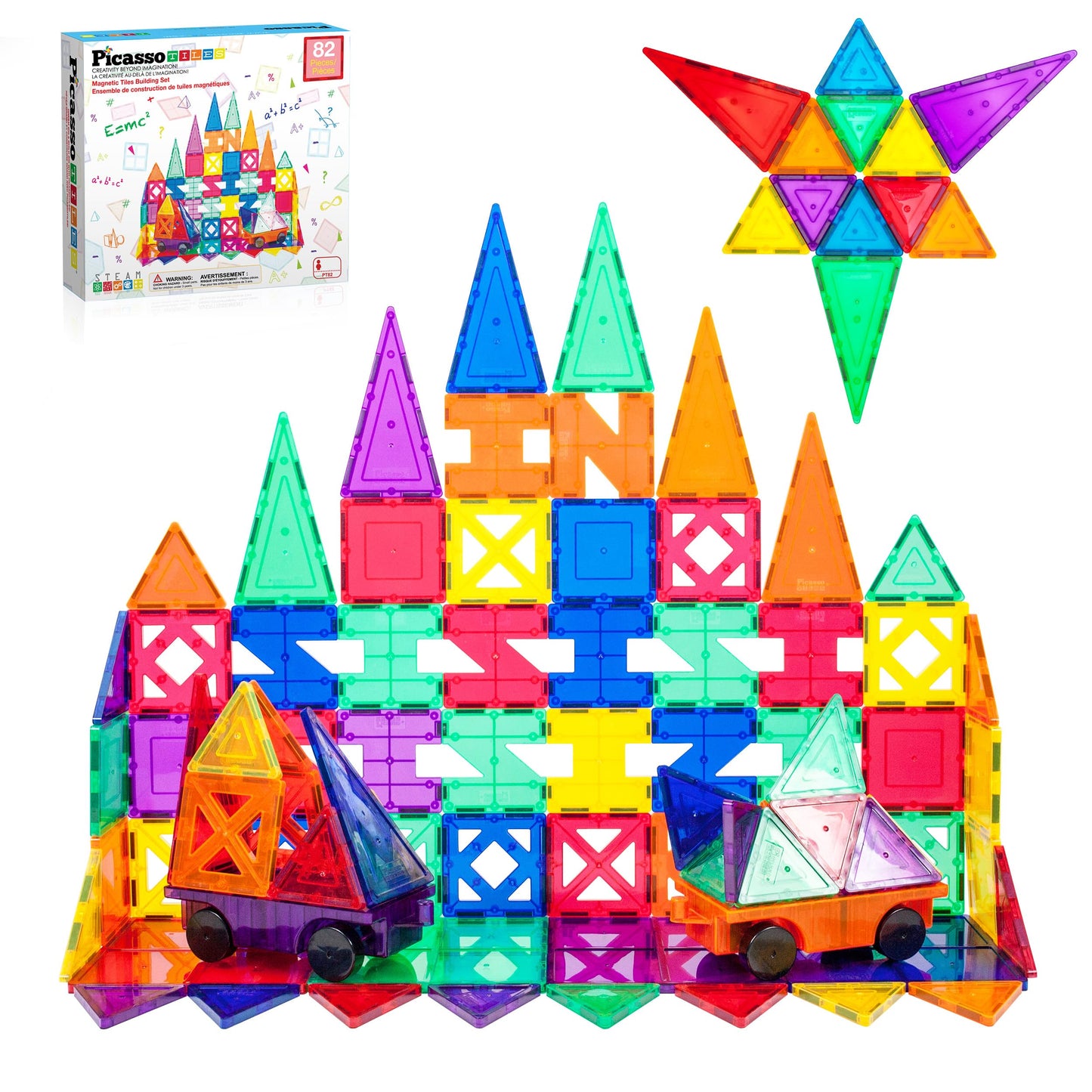 PicassoTiles Building Blocks Inspirational Kit 3D Building Construction Toys Clear Magnetic Stacking Set STEM Playboards Magnet Felt Tiles Novelty
