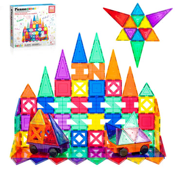 PicassoTiles Building Blocks Inspirational Kit 3D Building Construction Toys Clear Magnetic Stacking Set STEM Playboards Magnet Felt Tiles Novelty