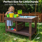 WONKAWOO Sand and Water Table for Toddlers | Outdoor Wooden Sensory Sand Table with 2 Plastic Bins, Built-in Water Tap and Beach Toys Included | Sand