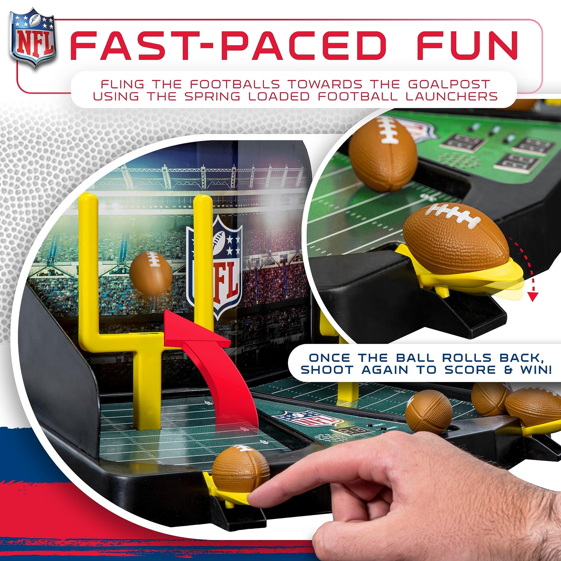 Franklin Sports Mini Football Field Goal Tabletop Game - Flying Field Goal Mini Football for Kids + Adults - Fun Indoor Sports Table Game for All Ages