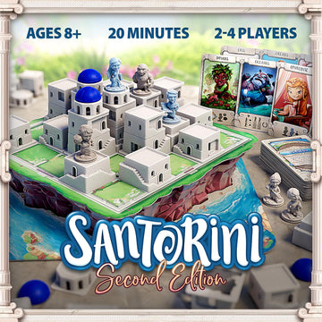 Santorini: Second Edition Board Game - 2-4 Player Greek Strategy Game with 3D Towers & God Powers