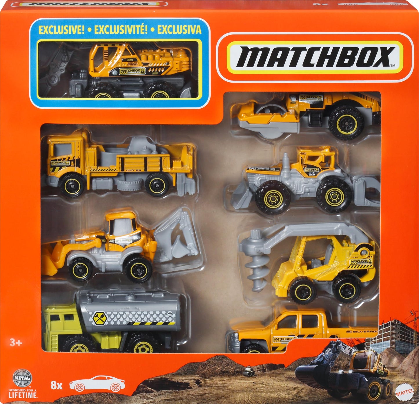 Matchbox 1:64 Scale Die-Cast Toy Cars or Trucks, Set of 8, Themed Multipack of 8 Vehicles Including 1 Exclusive (Styles May Vary)