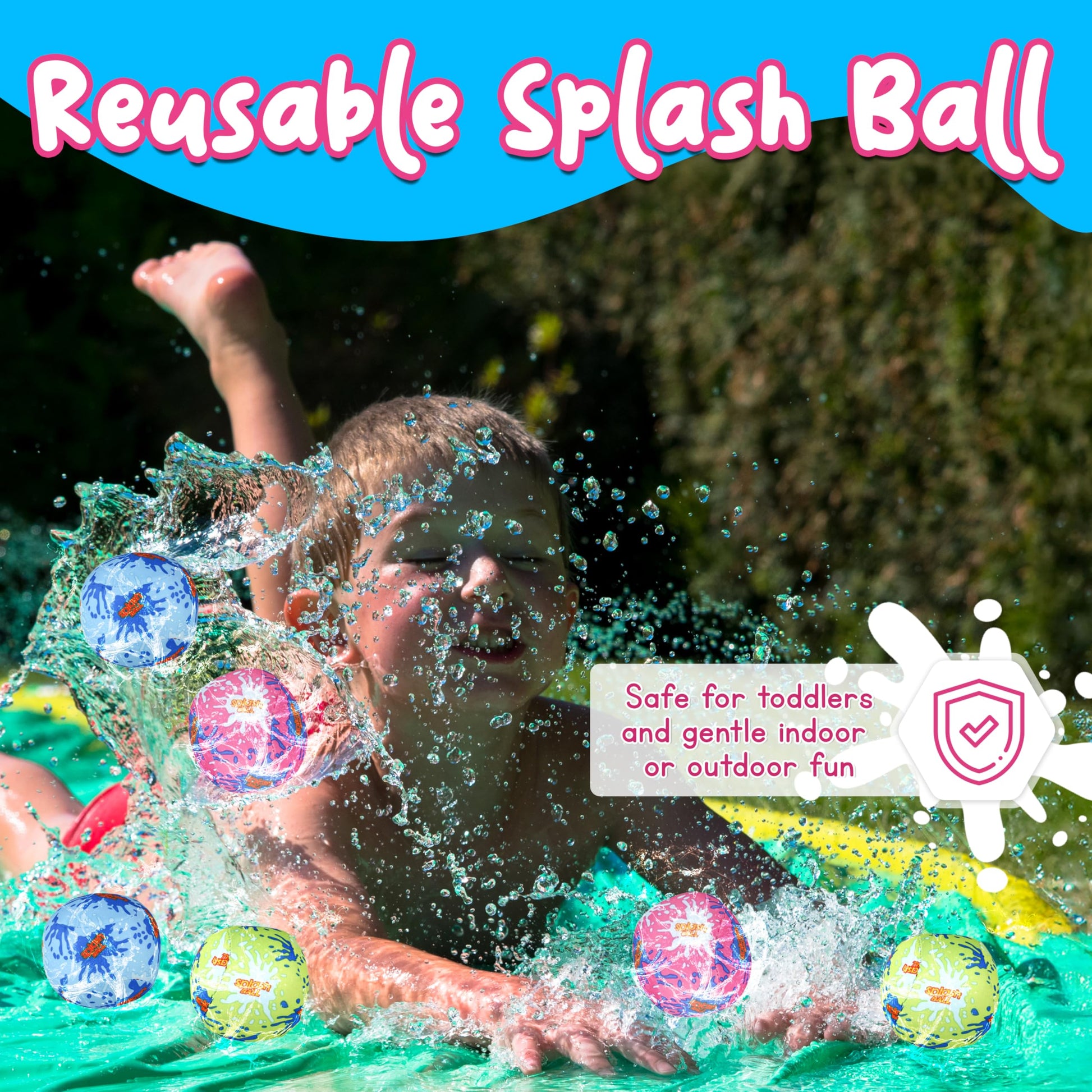 4E's Novelty 12 Pack - 3" Water Splash Balls Bomb - Water Absorbent Ball - Kids Pool Toys, Outdoor Water Fight Game Activity for Kids, Beach Pool