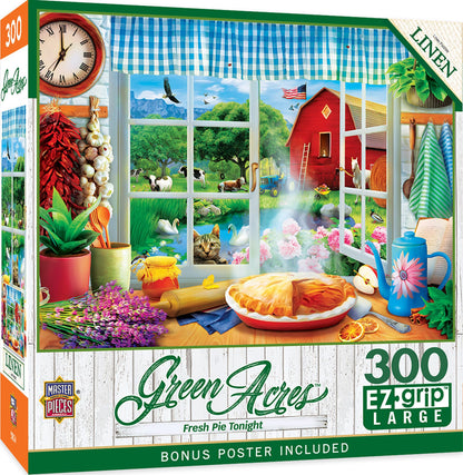 MasterPieces - 300 Piece Jigsaw Puzzle, Large EZ Grip Shapes, Fresh Pie Tonight, Fun for Adults, Seniors, Family, Matte Finish, 18"x24"