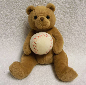 Ty Beanie Baby Shortstop Bear Baseball Sports Teddy w Ball