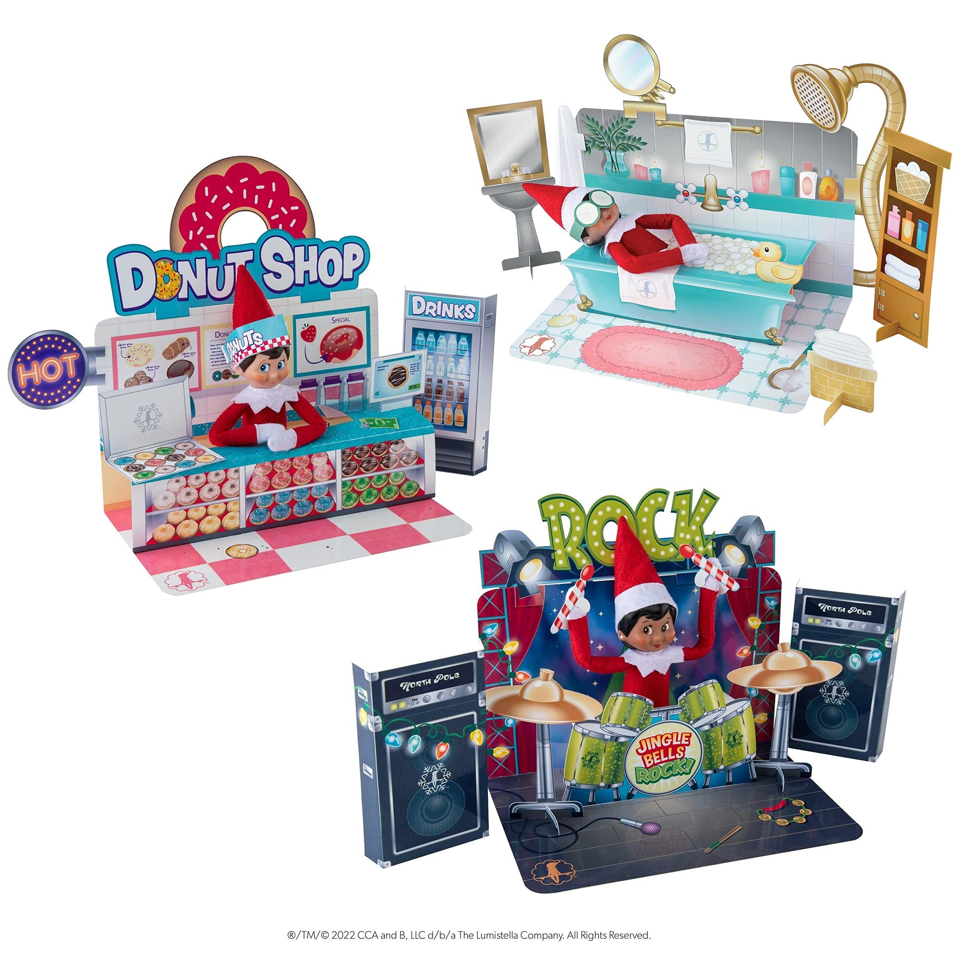 The Elf on the Shelf Insta-Moment Pop-Ups-Includes 3 Fun backdrops and pop Out Accessories for Easy Scenes! - Scout Elf Not Included
