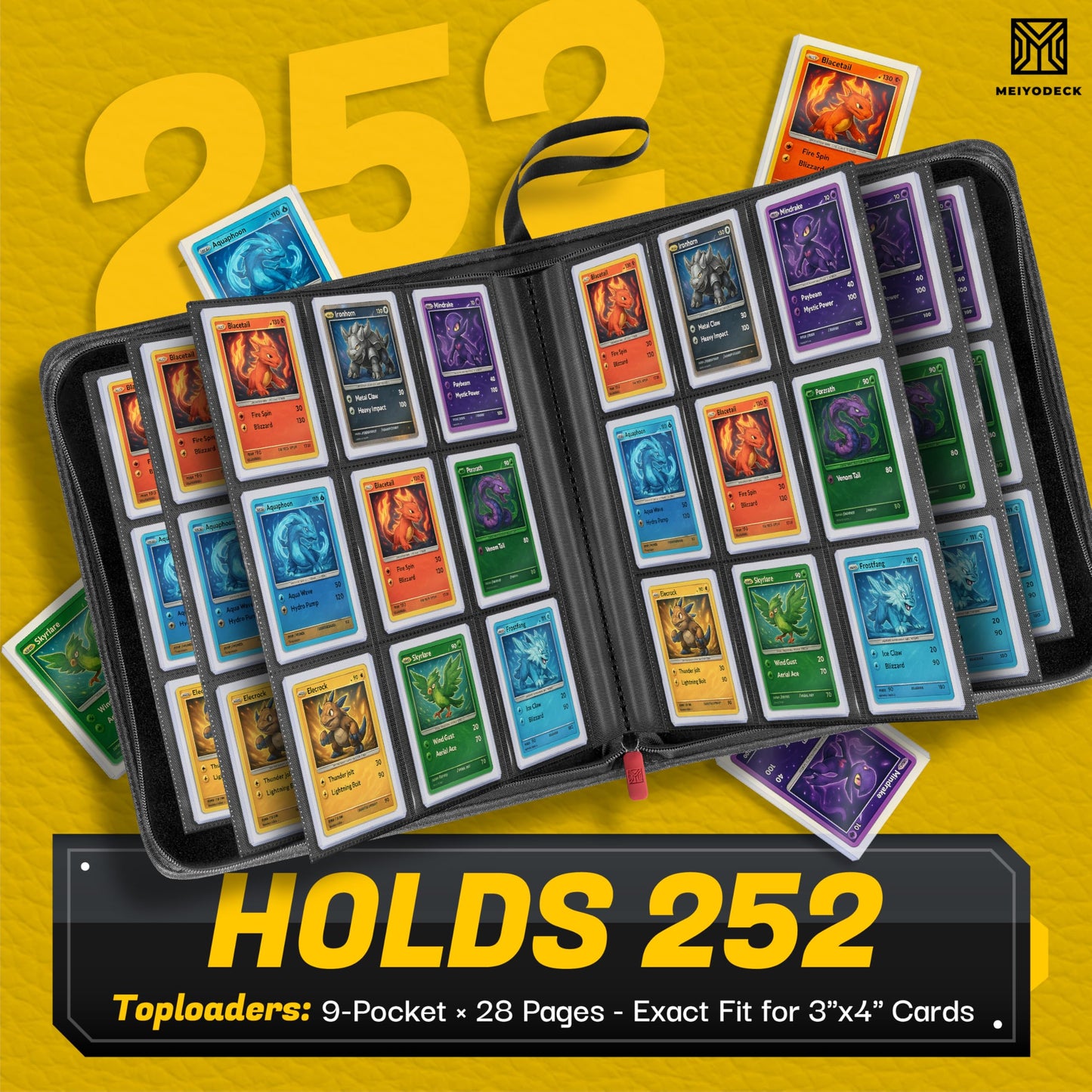 Toploader Binder | Holds 252 Toploaders | 9-Pocket | Ringless Double-Sided Pockets | Includes Collector Tweezers & Gloves | Premium Top Loader Binder