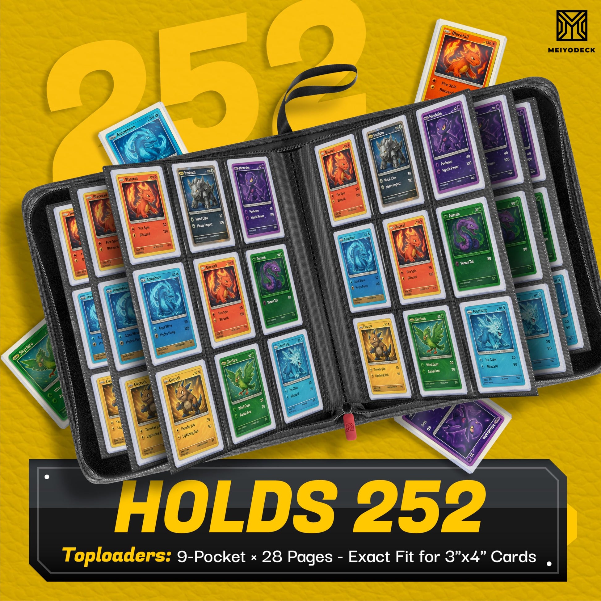 Toploader Binder | Holds 252 Toploaders | 9-Pocket | Ringless Double-Sided Pockets | Includes Collector Tweezers & Gloves | Premium Top Loader Binder