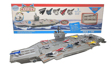 30 Inch Aircraft Carrier Toy Sound Effects, Light Up (14 Fighter Jets)