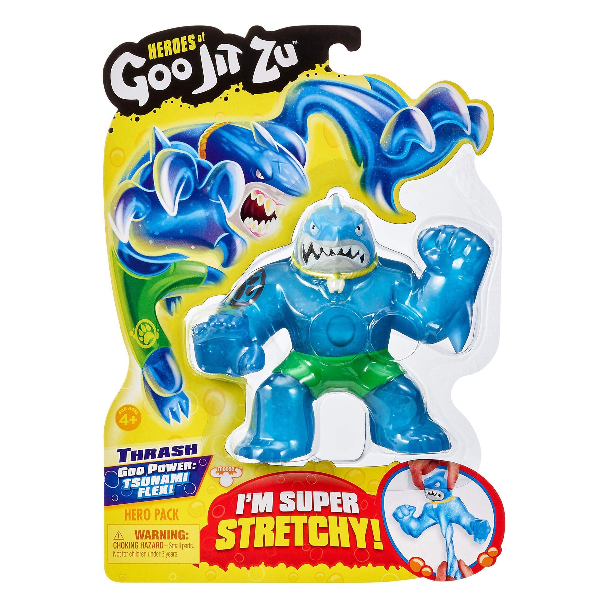 Heroes of Goo Jit Zu - Single Stretchy Shark Action Figure, Thrash