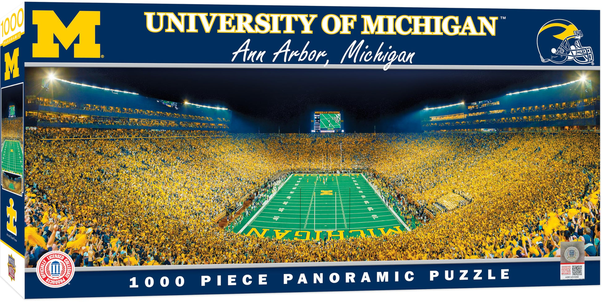 MasterPieces - 1000 Piece Jigsaw Puzzle, NCAA Michigan Wolverines, Panoramic Football Stadium View, Fun for Adults and Family, 13"x39"