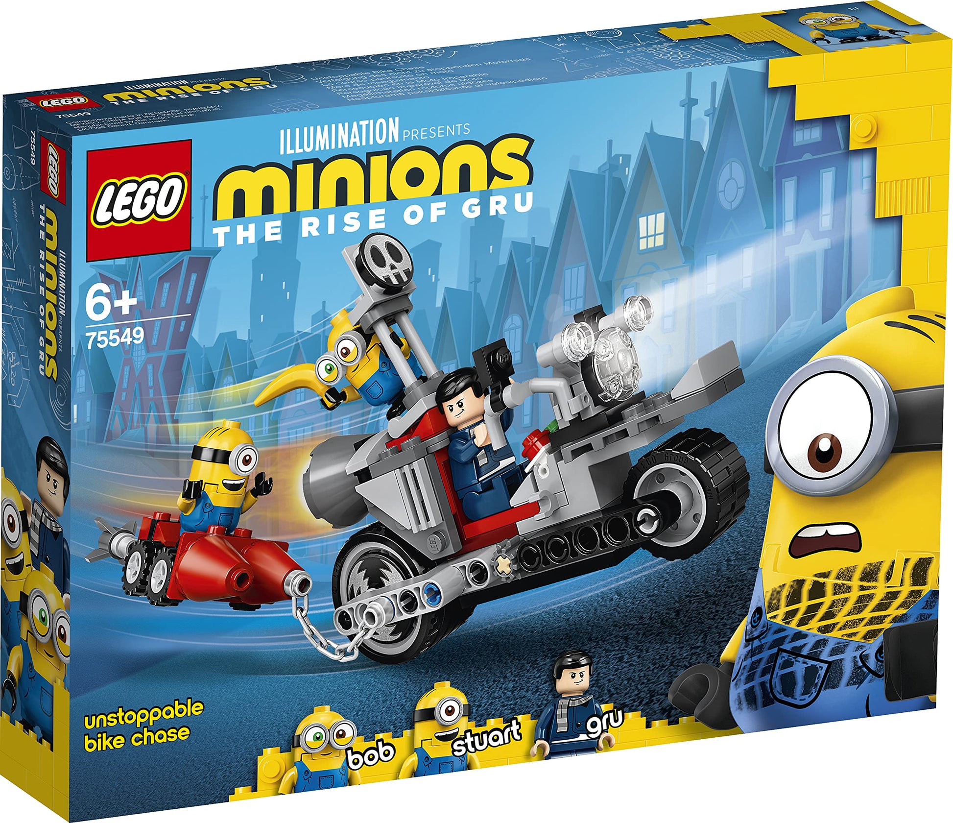 Lego 75549 Minions Unstoppable Bike Chase Construction Toy with Gru, Bob and Stuart Minion, Movie Gift Idea for Girls and Boys Ages 6 and Up