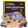 NATIONAL GEOGRAPHIC Mega Gemstone Dig Kit - Dig Up 15 Real Gemstones and Crystals, Science Kit for Kids, Gem Digging Kit, Gift for Girls and Boys