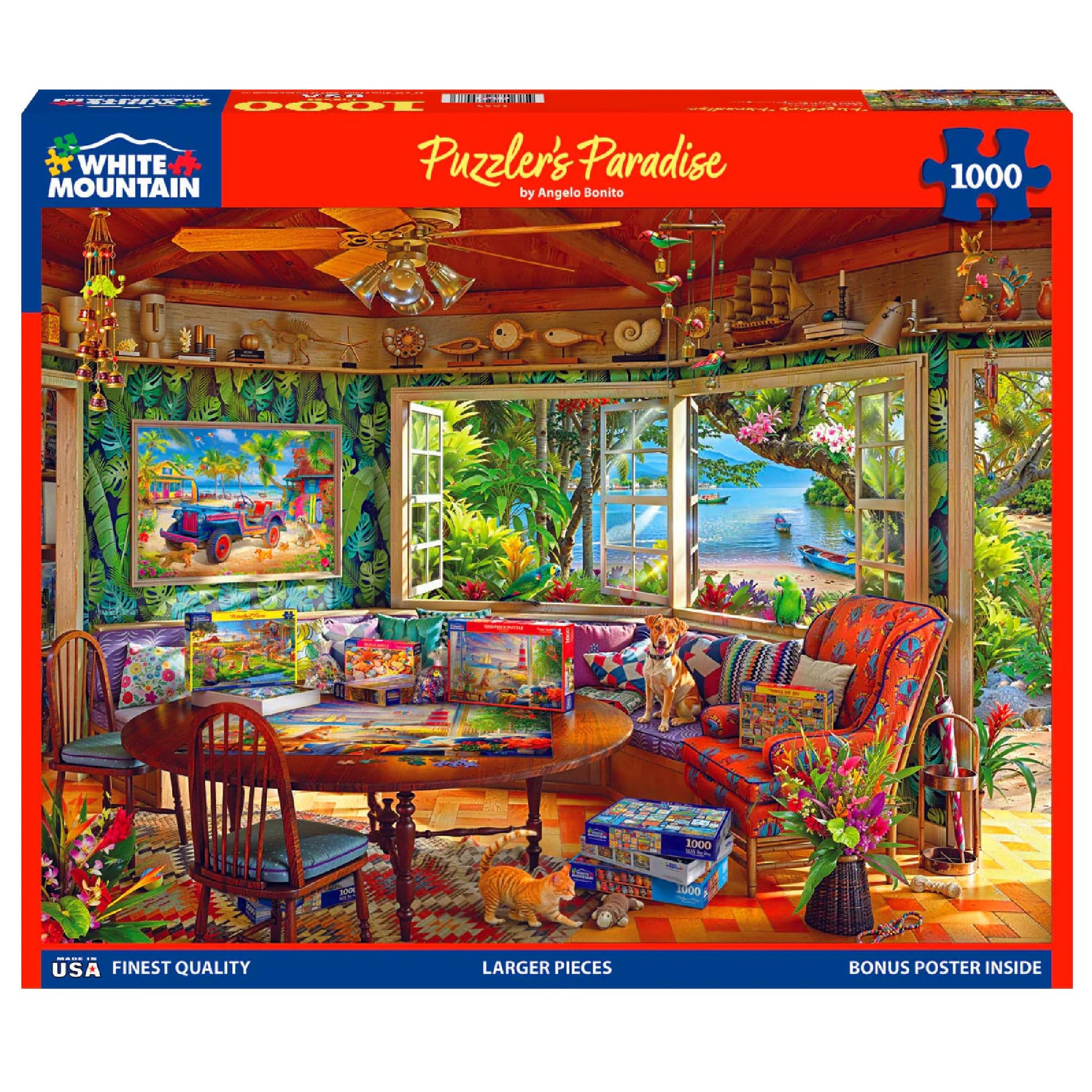 White Mountain 1000 Piece Jigsaw Puzzle Scenic Lake, Puzzler’s Paradise