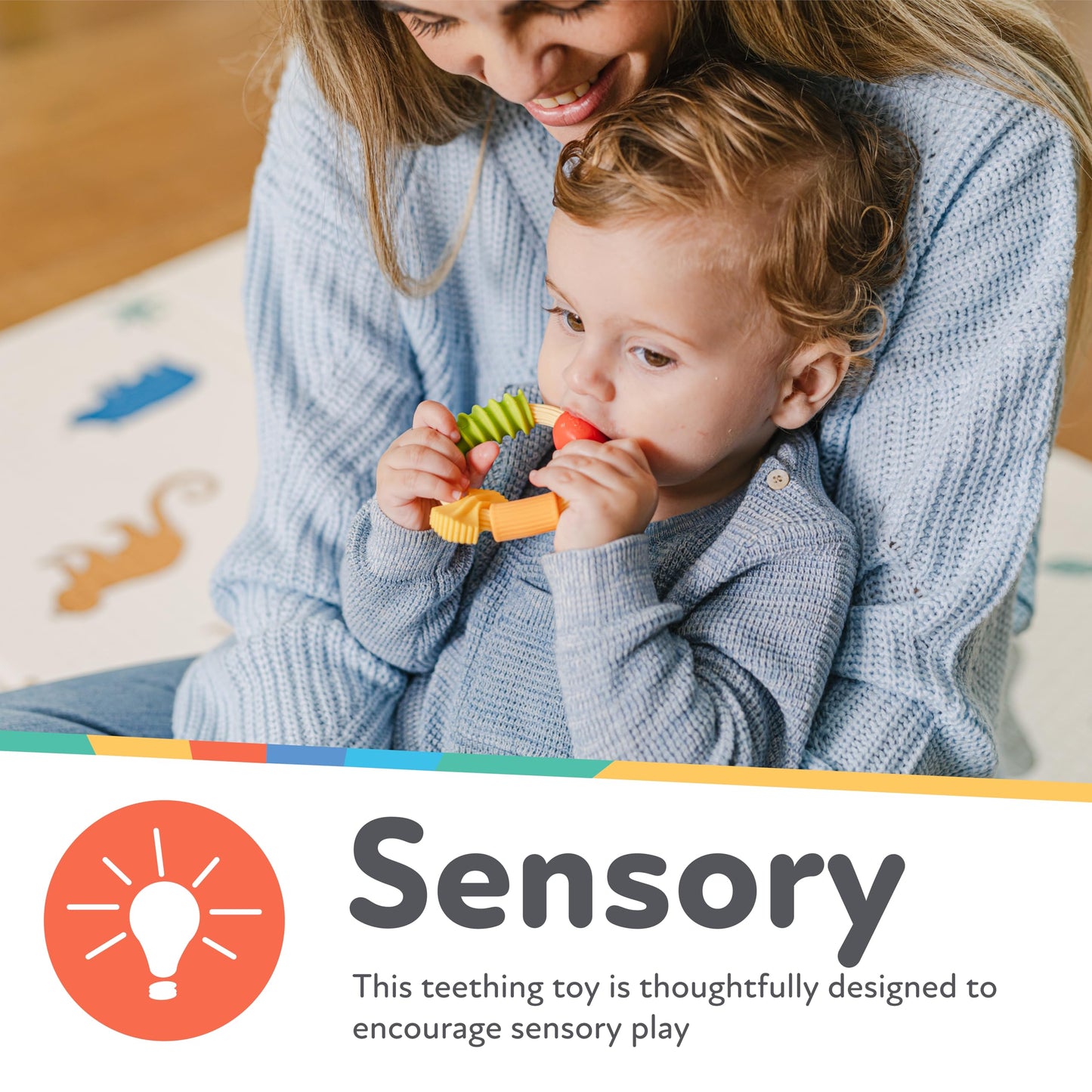 Nuby Pasta Ring Teether - 3+ Months - Soft, Silicone, Multi-Textured, Easy Grip Baby Teething Toy - Natural Teething Relief for Babies
