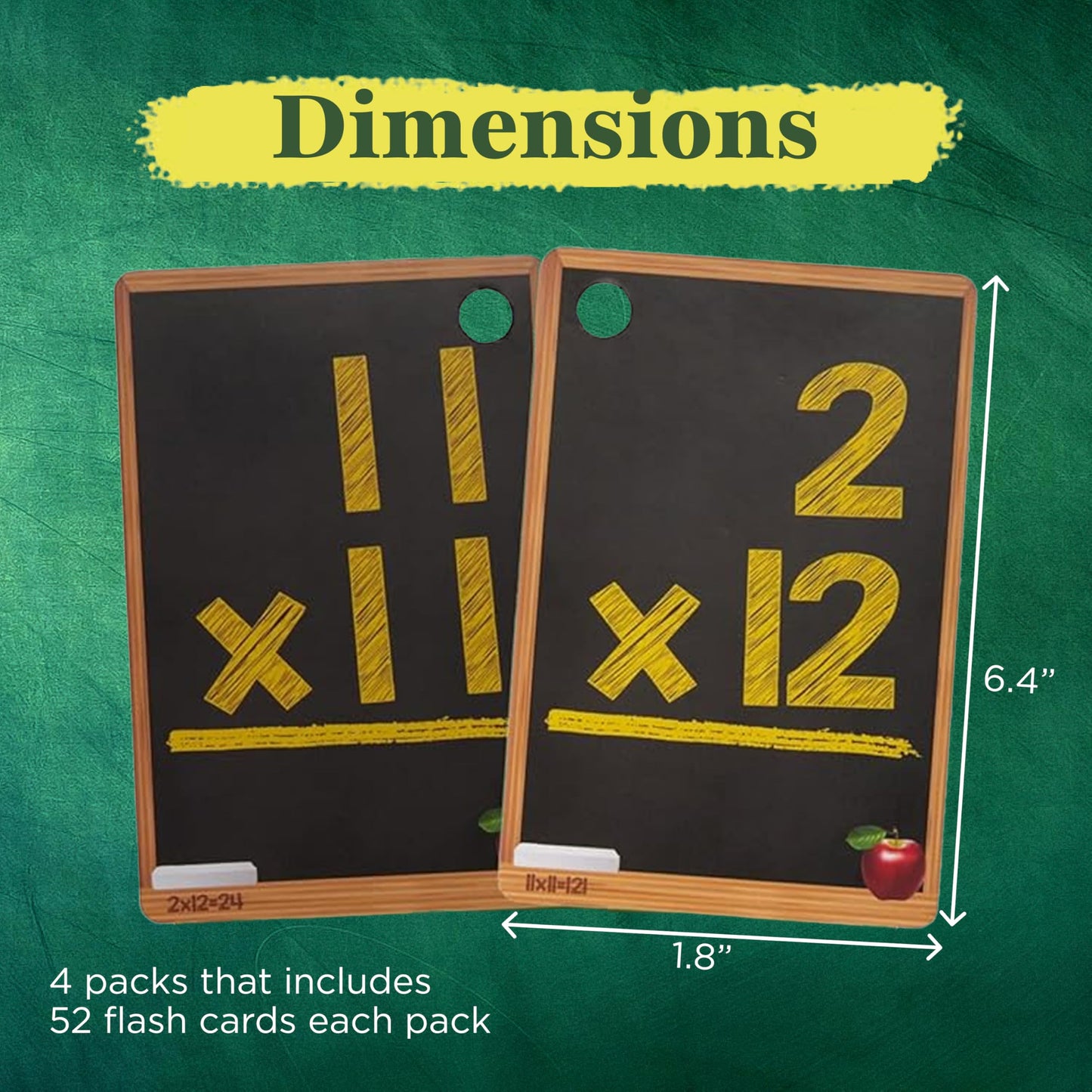 Star Right Math Flash Cards Set of 4 - Addition, Subtraction, Multiplication, Division with 4 Rings - 208 Cards for Kids Ages 6 and Above - Flash Card